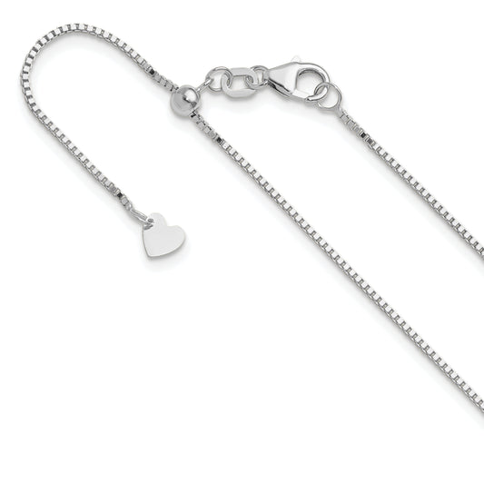 30 Inch 10K White Gold Adjustable .9mm Box Chain