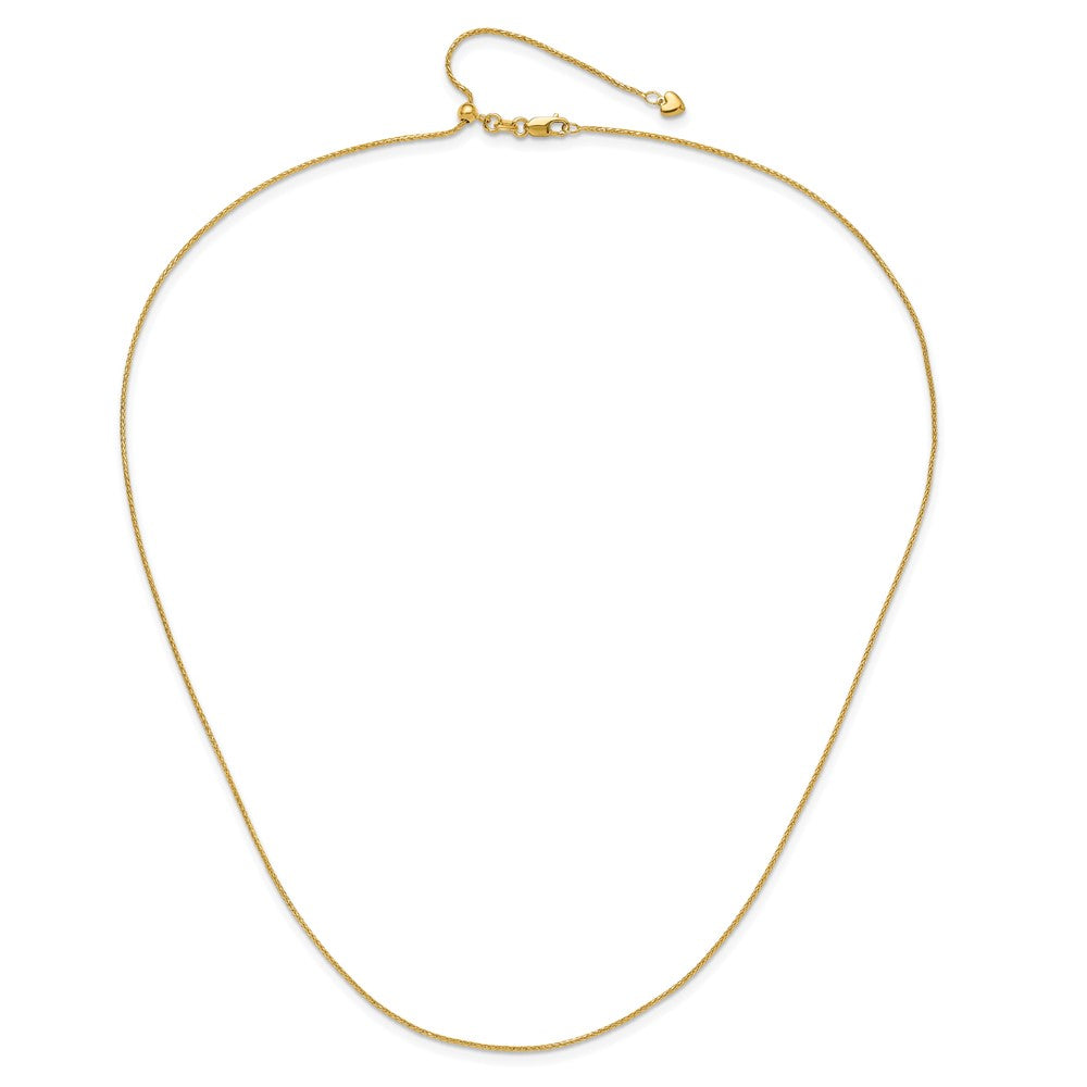 22 Inch 10K Adjustable 1mm Wheat Chain Necklace