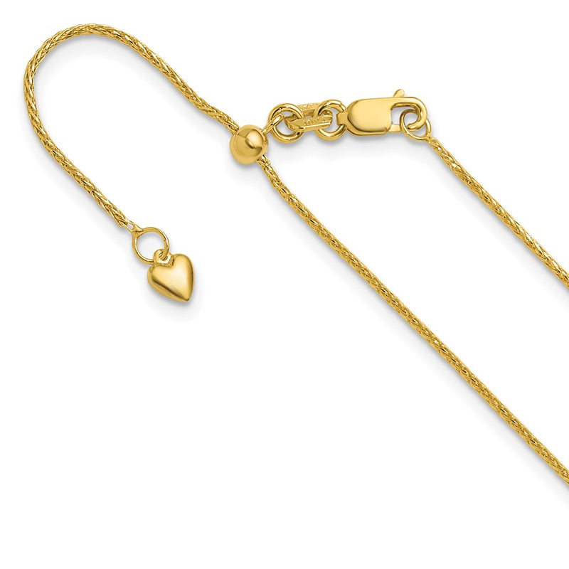 22 Inch 10K Adjustable 1mm Wheat Chain Necklace