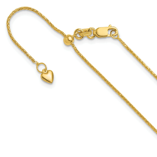 30 Inch 10K Adjustable 1mm Wheat Chain Necklace