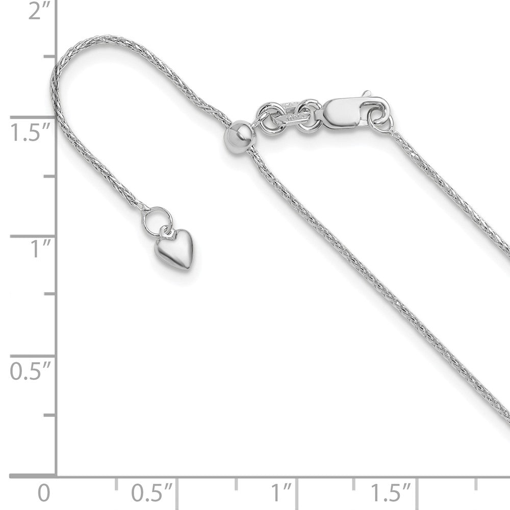 30 Inch 10K White Gold Adjustable 1mm Wheat Chain Necklace