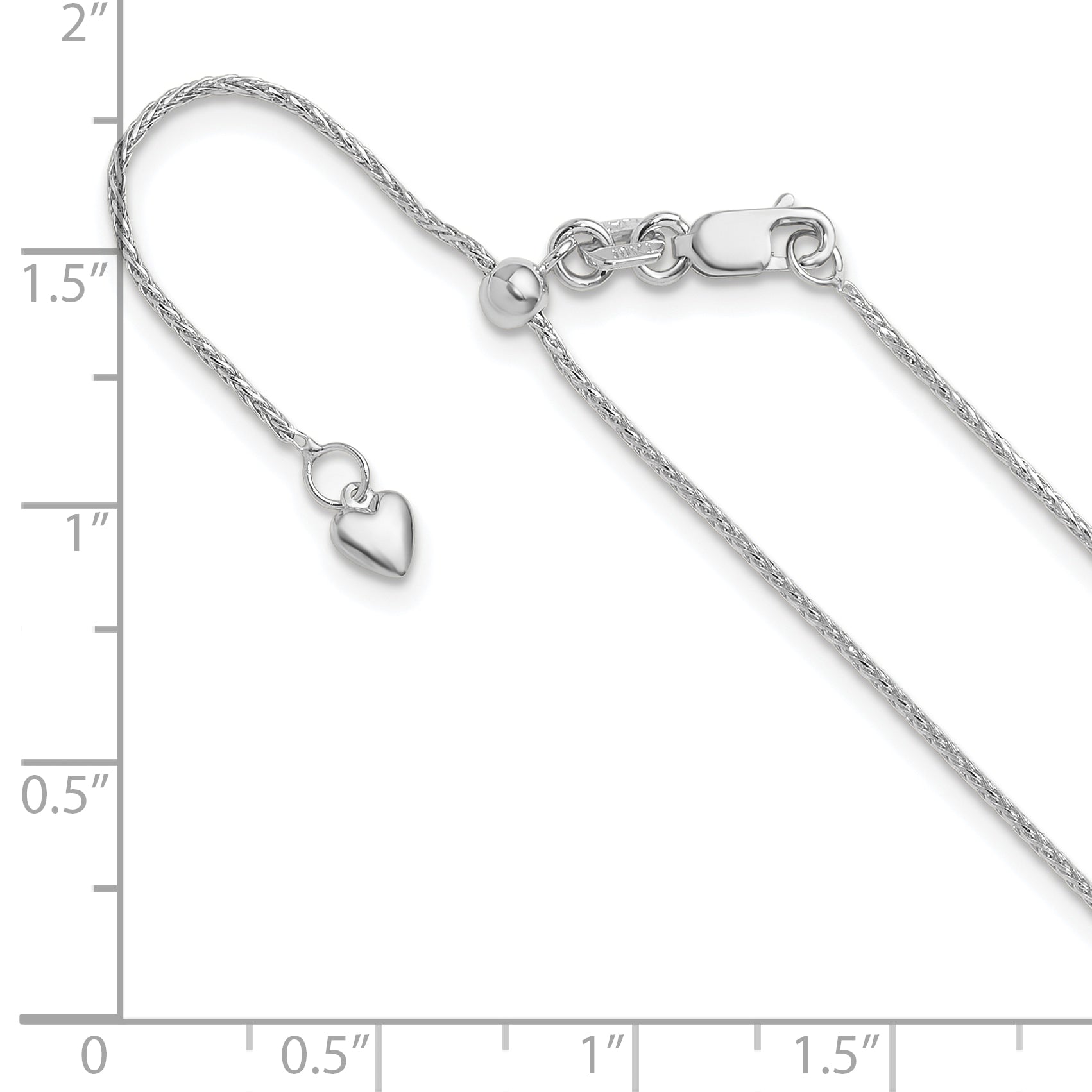 30 Inch 10K White Gold Adjustable 1mm Wheat Chain