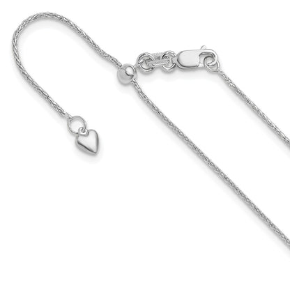 30 Inch 10K White Gold Adjustable 1mm Wheat Chain Necklace