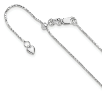 30 Inch 10K White Gold Adjustable 1mm Wheat Chain