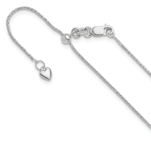 30 Inch 10K White Gold Adjustable 1mm Wheat Chain