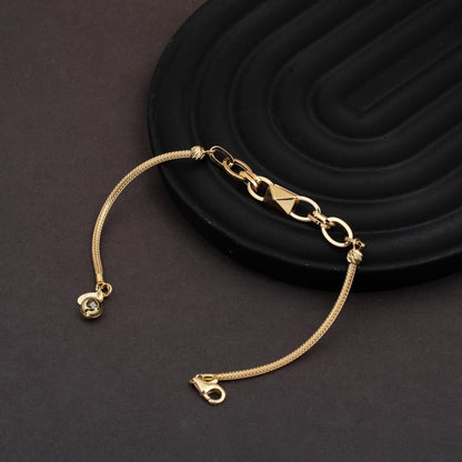14K Yellow Gold Hoop Woven Link Chain Bracelet