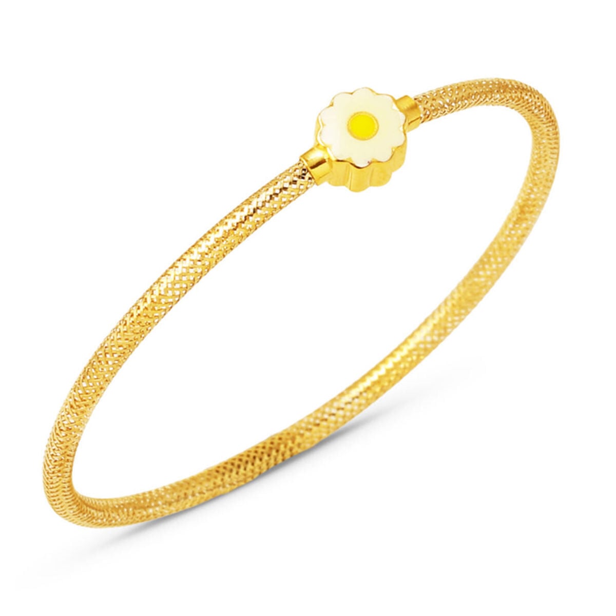 14K Yellow Gold Daisy Italian Children's Bangle