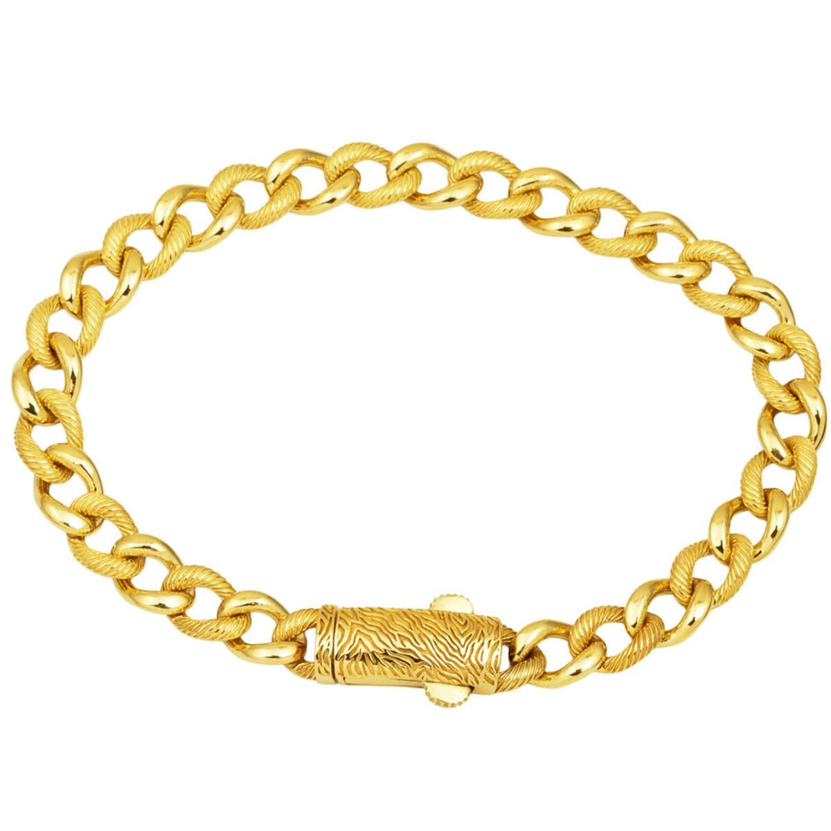 14K Yellow Gold Zebrac Buckle Curb ID Bracelet