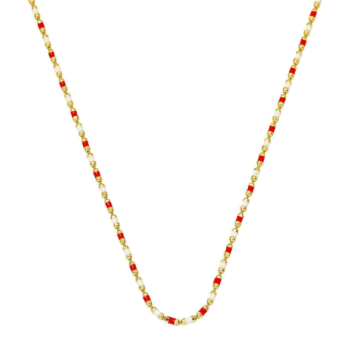 14K Yellow Gold Rose Enamel Chain Necklace