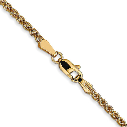 3 Inch 14K Yellow Gold 2.1mm Spiga Chain Necklace