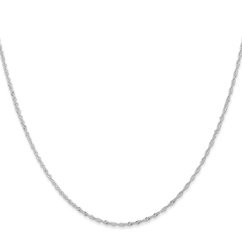 22 Inch 10K White Gold 1mm Singapore Chain Necklace