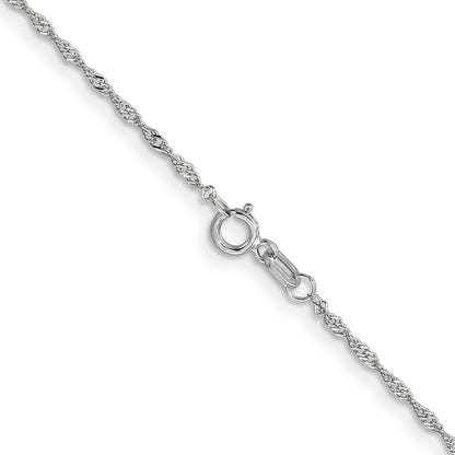 16 Inch 10K White Gold 1mm Singapore Chain Necklace