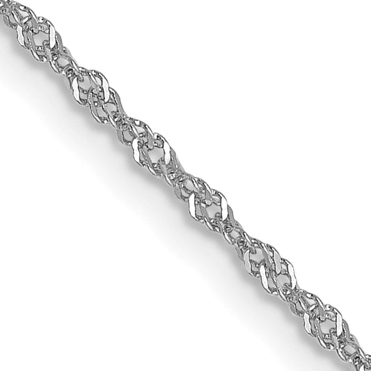 18 Inch 10K White Gold 1mm Singapore Chain