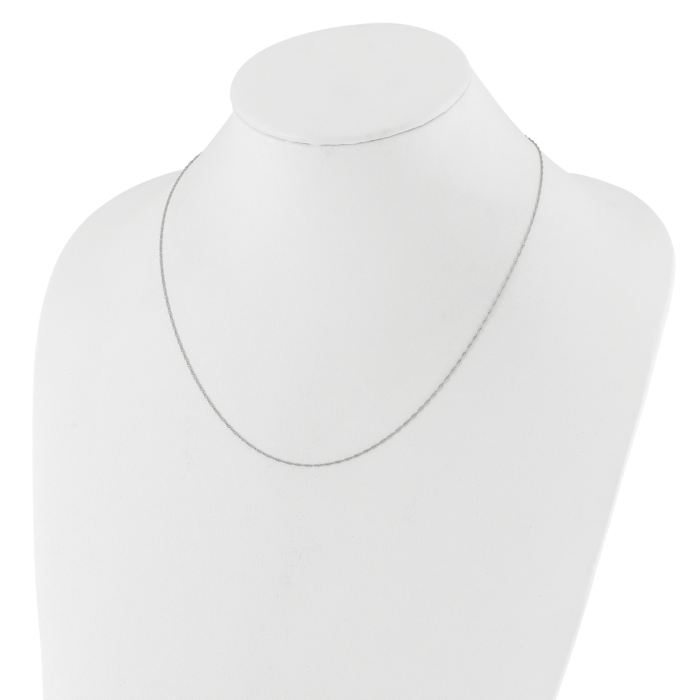 22 Inch 10K White Gold Adjustable 1mm Singapore Chain