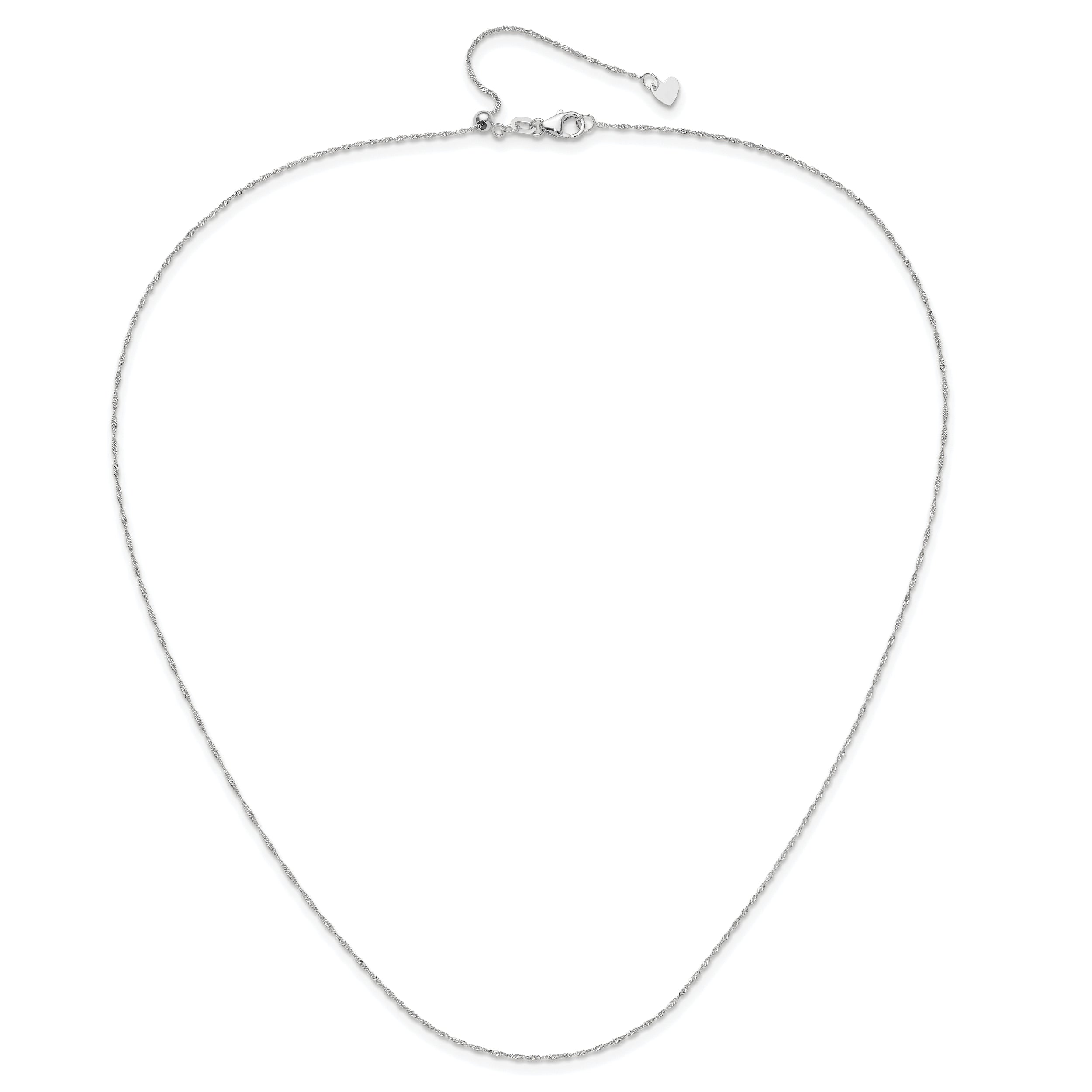 22 Inch 10K White Gold Adjustable 1mm Singapore Chain