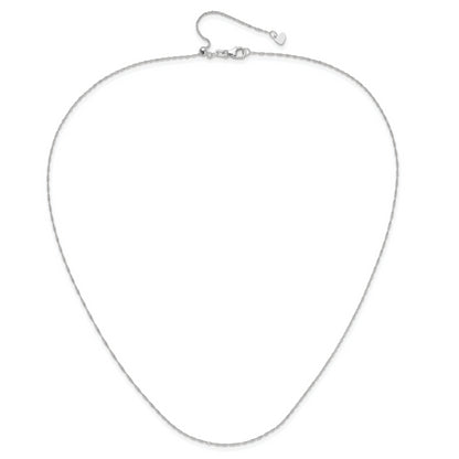 22 Inch 10K White Gold Adjustable 1mm Singapore Chain