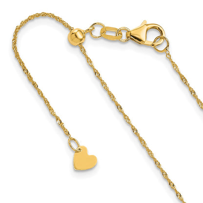 22 Inch 10K Adjustable 1mm Singapore Chain Necklace