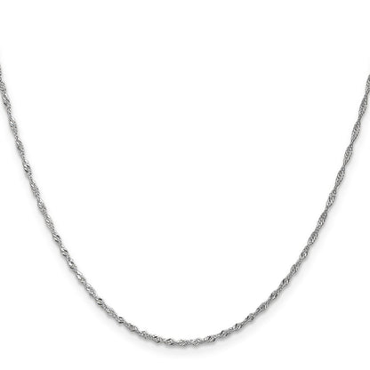 22 Inch 10K White Gold 1.3mm Singapore Chain Necklace