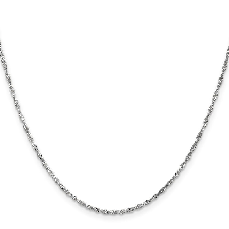 16 Inch 10K White Gold 1.3mm Singapore Chain Necklace