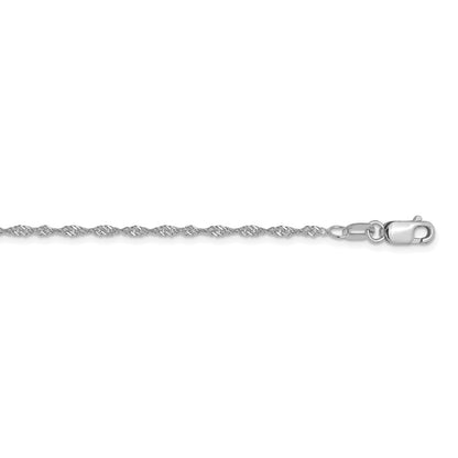 20 Inch 10K White Gold 1.3mm Singapore Chain Necklace