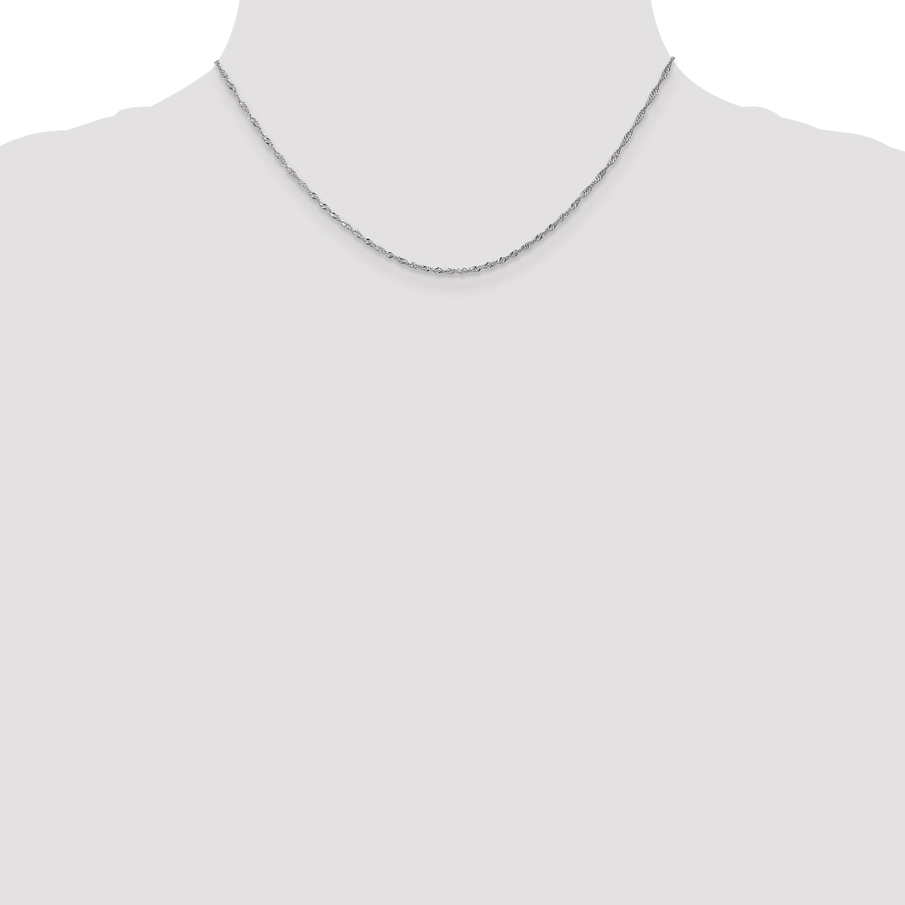 16 Inch 10K White Gold 1.3mm Singapore Chain