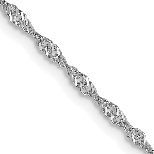 18 Inch 10K White Gold 1.3mm Singapore Chain