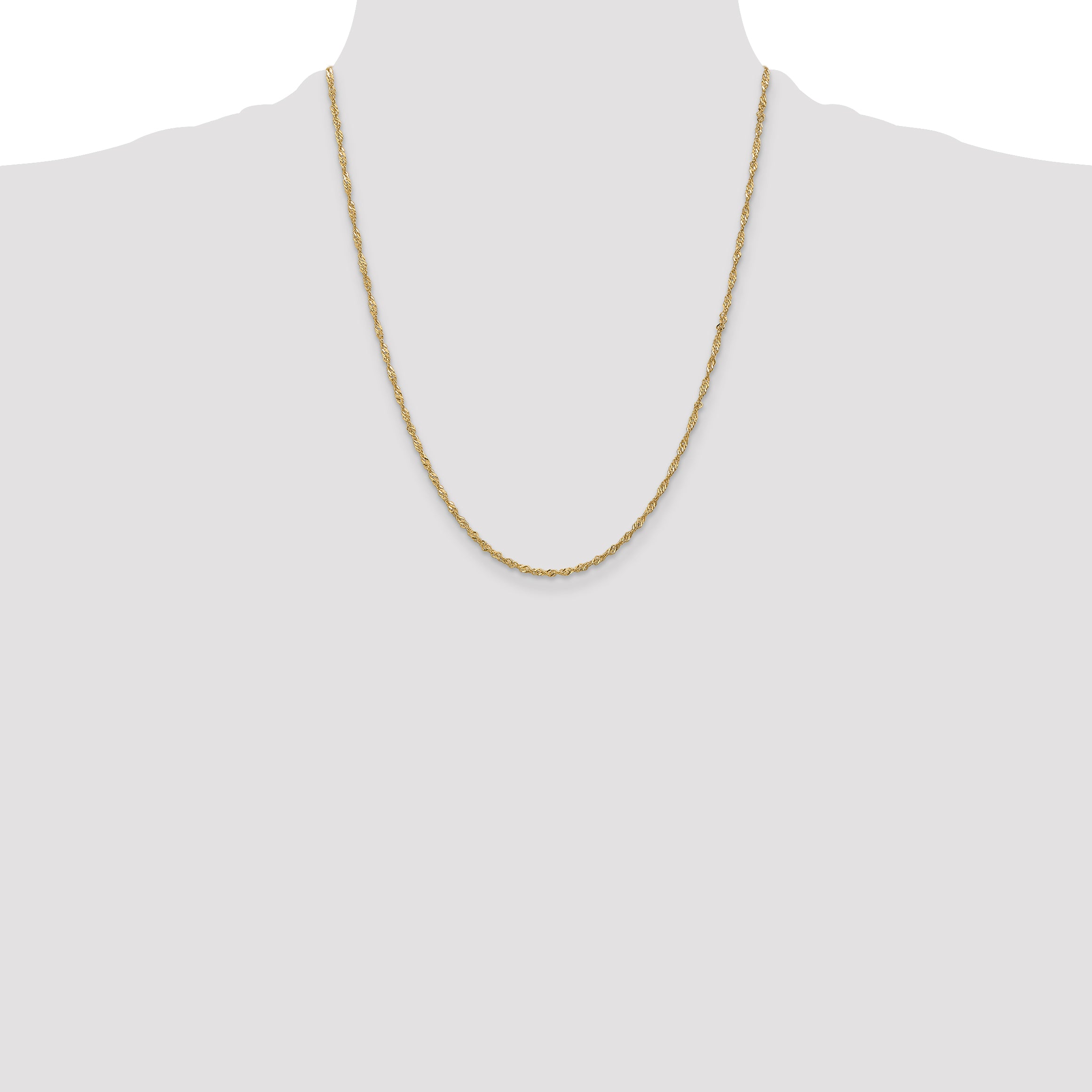 22 Inch 10K Yellow Gold 1.7 mm Singapore Chain Necklace