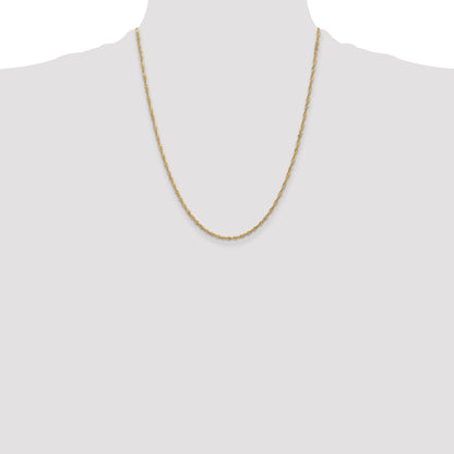 22 Inch 10K Yellow Gold 1.7 mm Singapore Chain Necklace