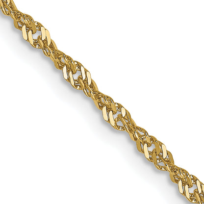22 Inch 10K Yellow Gold 1.7 mm Singapore Chain Necklace