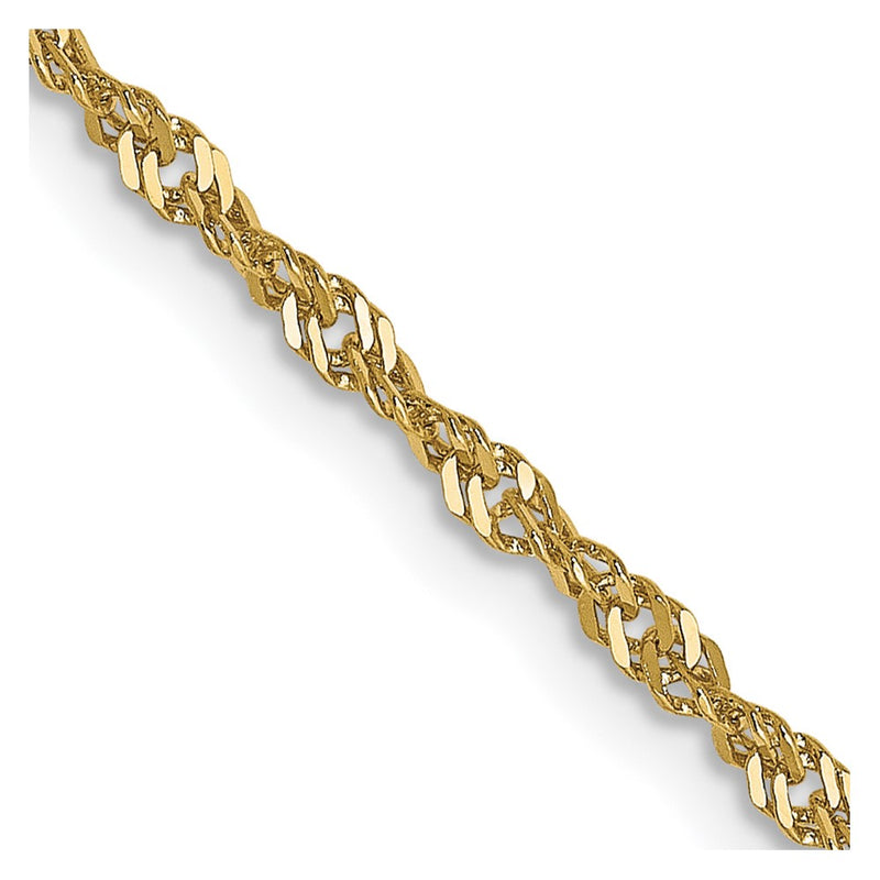 22 Inch 10K Yellow Gold 1.7 mm Singapore Chain Necklace