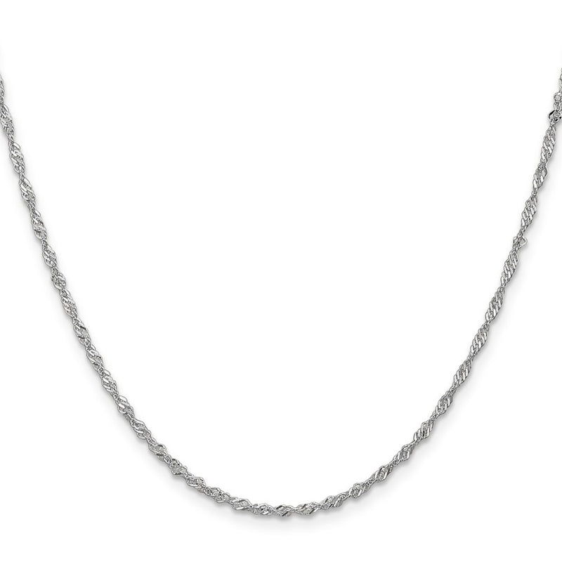 16 Inch 10K White Gold 1.7mm Singapore Chain Necklace