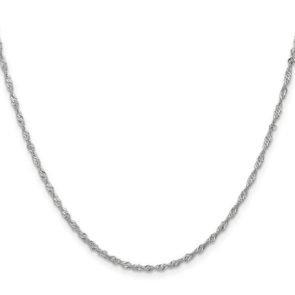 24 Inch 10K White Gold 1.7mm Singapore Chain Necklace
