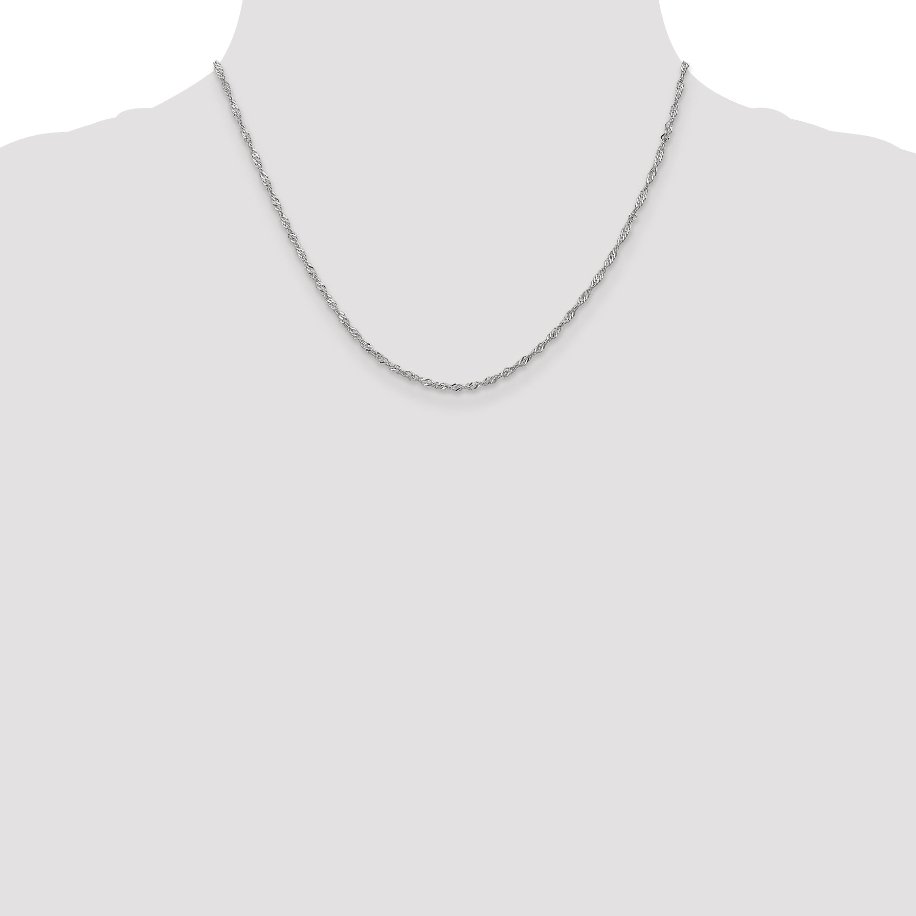 18 Inch 10K White Gold 1.7mm Singapore Chain