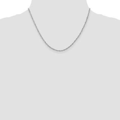 18 Inch 10K White Gold 1.7mm Singapore Chain
