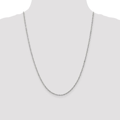 24 Inch 10K White Gold 1.7mm Singapore Chain