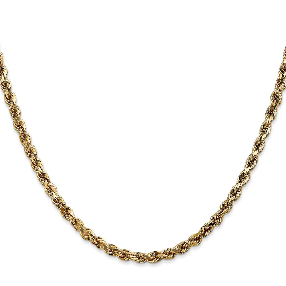 24 Inch 10K 3.5mm Diamond-Cut Rope Chain Necklace