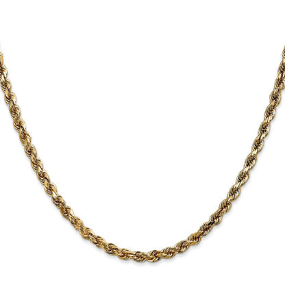 24 Inch 10K 3.5mm Diamond-Cut Rope Chain Necklace