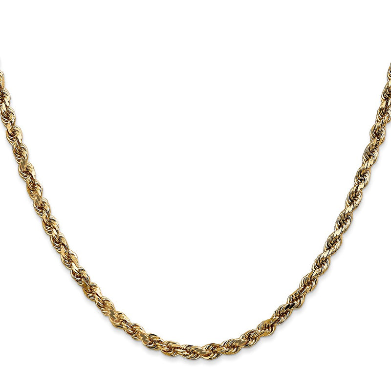 24 Inch 10K 3.5mm Diamond-Cut Rope Chain Necklace