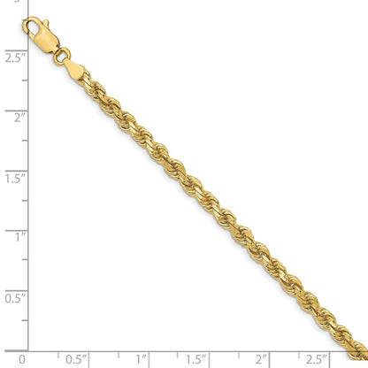 8 Inch 10k Yellow Gold 3.5mm Diamond-Cut Rope Chain Bracelet