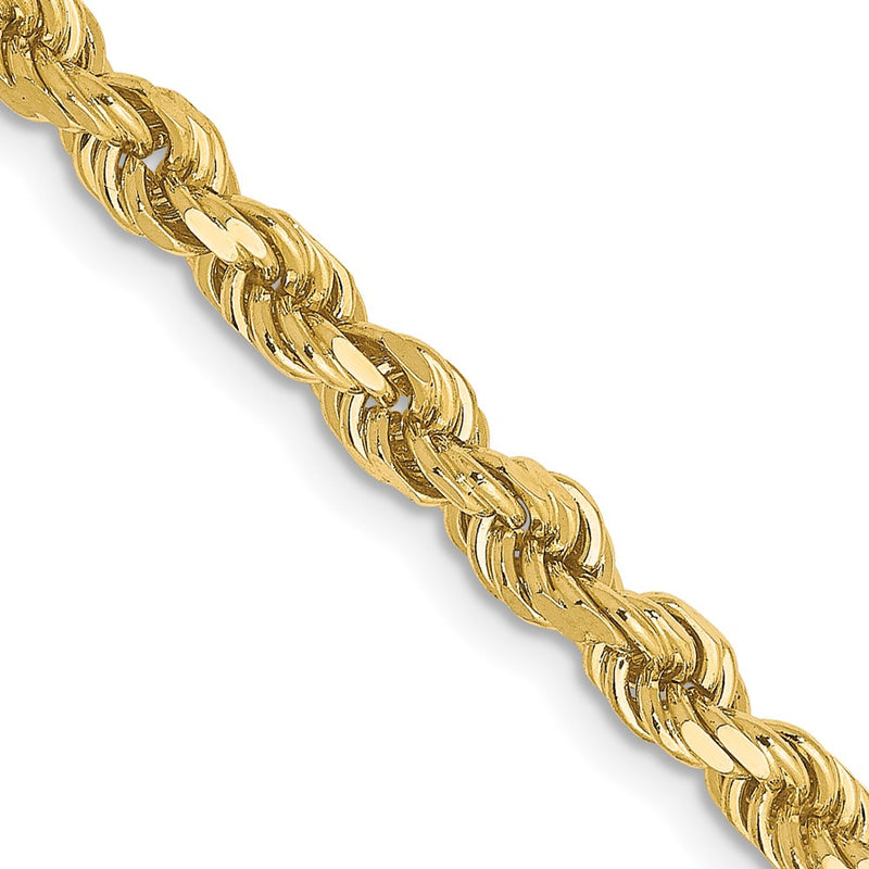 18 Inch 10K 3.5mm Diamond-Cut Rope Chain Necklace