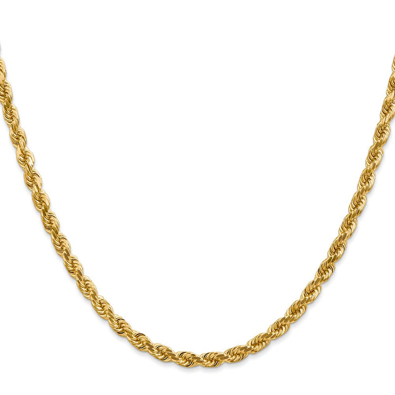 22 Inch 10K 4mm Diamond-Cut Rope Chain Necklace