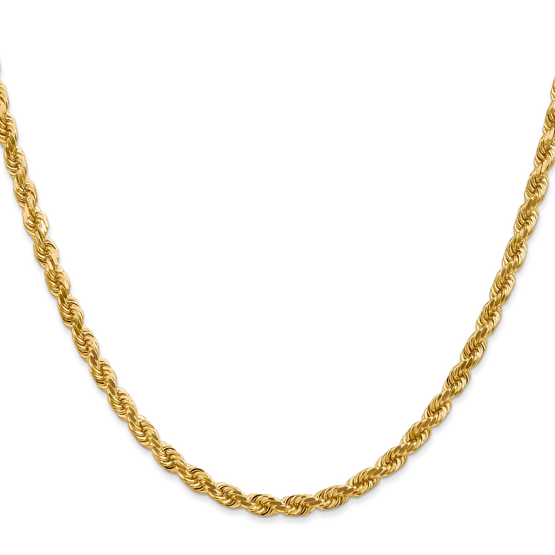 20 Inch 10K 4mm Diamond-Cut Rope Chain Necklace