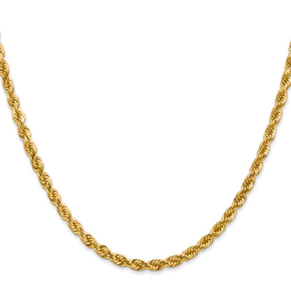 20 Inch 10K 4mm Diamond-Cut Rope Chain Necklace