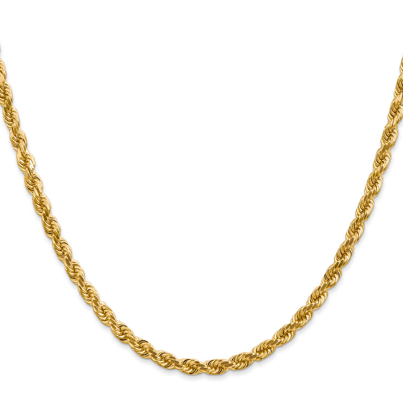 20 Inch 10K 4mm Diamond-Cut Rope Chain Necklace