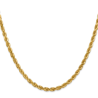 24 Inch 10K 4mm Diamond-Cut Rope Chain Necklace