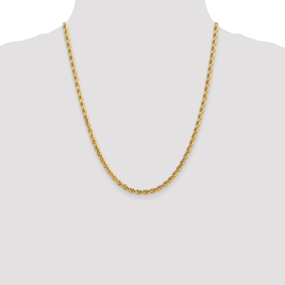 22 Inch 10K 4mm Diamond-Cut Rope Chain Necklace