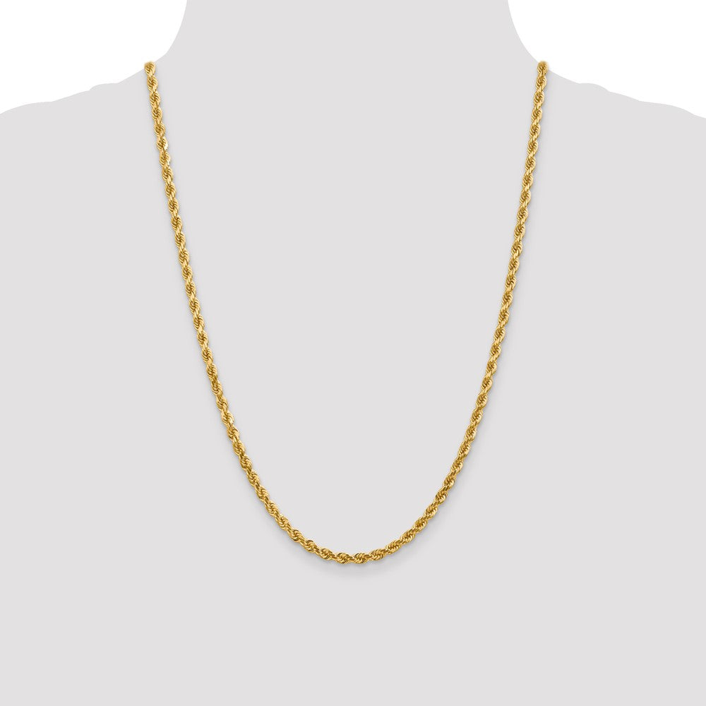 24 Inch 10K 4mm Diamond-Cut Rope Chain Necklace