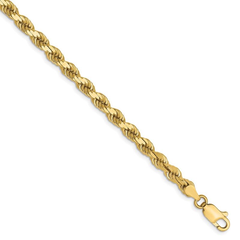 8 Inch 10k Yellow Gold 4mm Diamond-Cut Rope Chain Bracelet