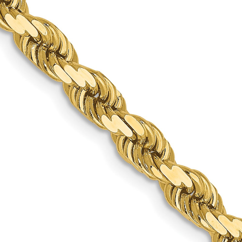 26 Inch 10K Yellow Gold 4mm Diamond Cut Rope Chain Necklace