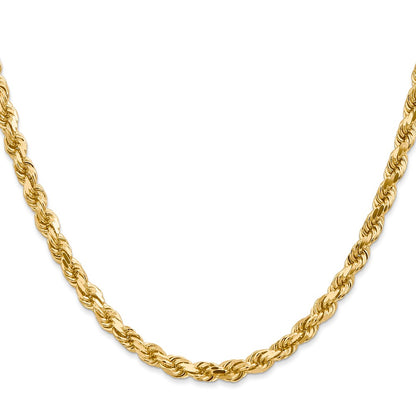 26 Inch 10K Yellow Gold 4.5mm Diamond Cut Rope Chain Necklace